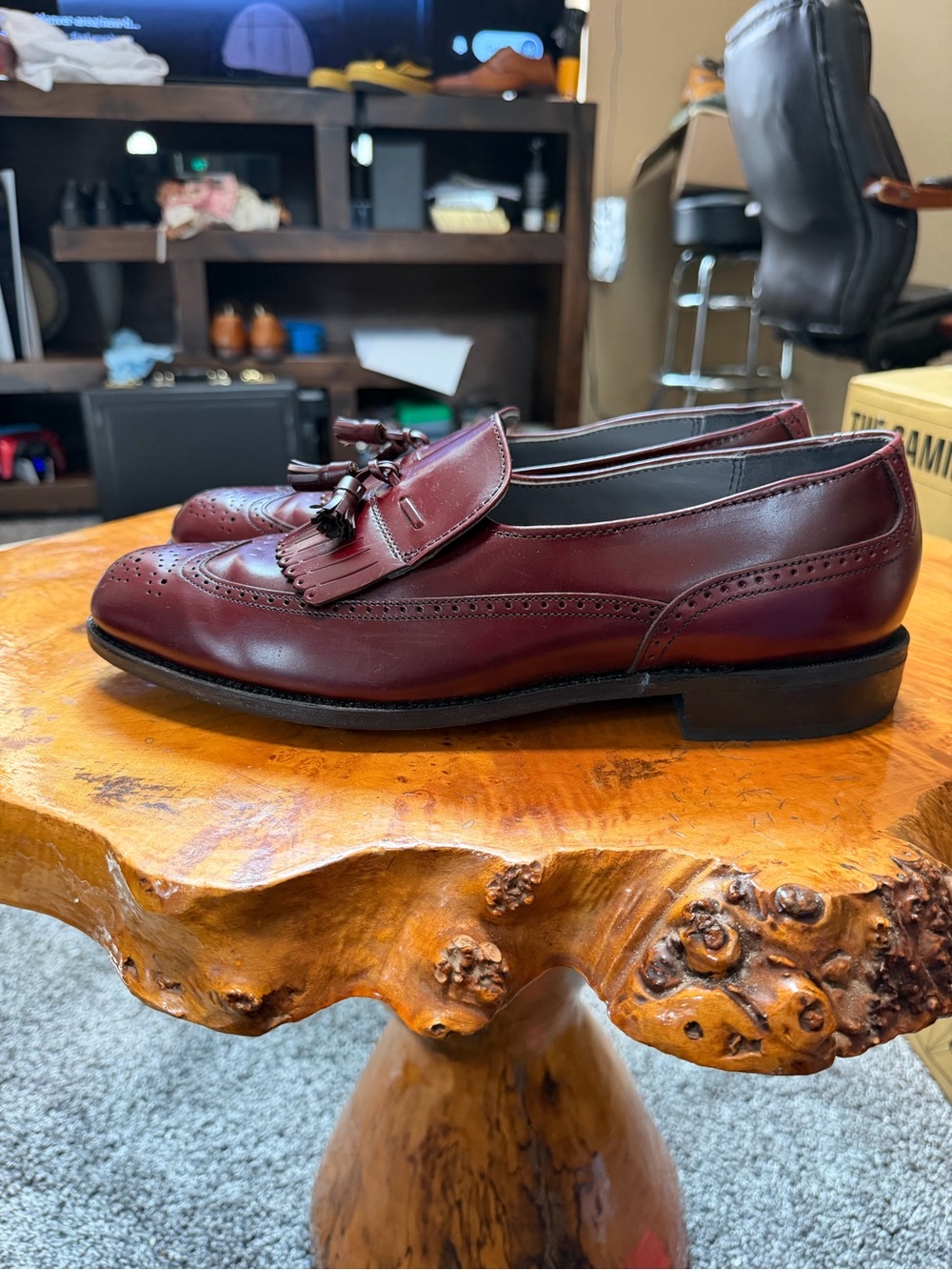 Vintage Dexter Ivan Men's Size 11M Burgundy Leather Kiltie Tassel Wingtip Loafer